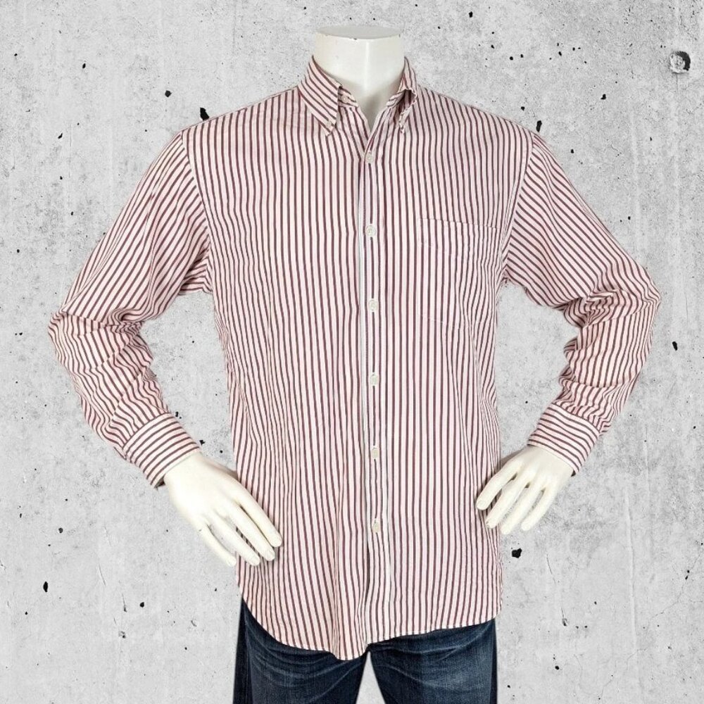 J Crew Shirt Size Medium 15 1/2 Red & White Stripe